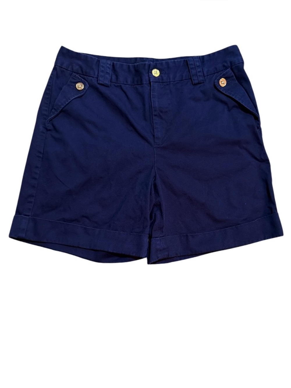 Lauren Ralph Lauren Navy High-Waist Cuffed Shorts